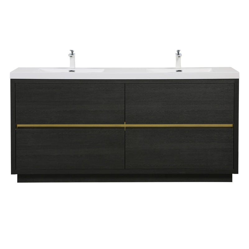 Bathin Freestanding Bathroom Vanity With Double Sinks, Bathroom Storage Vanity Cabinet With Stone Resin Countertop And Soft Close Drawers