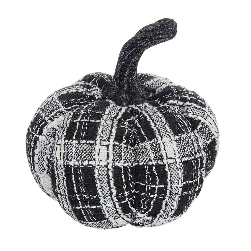 Light Plaid Pumpkin, For Holiday Halloween Decor - Black / White