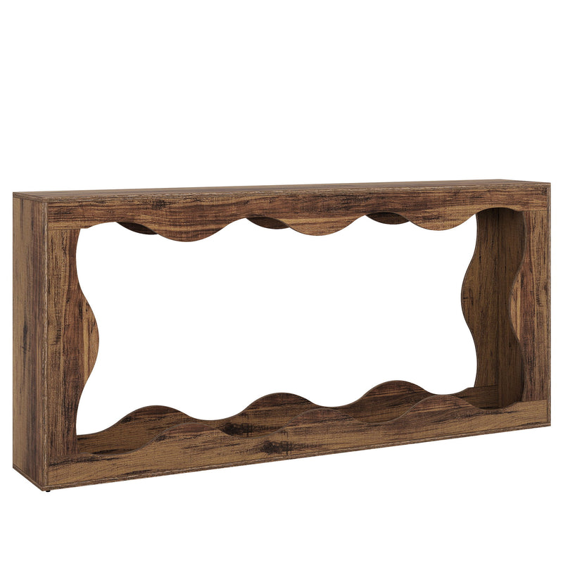 Console Table With Storage, Narrow Entryway Stand For Living Hallway - Light Brown