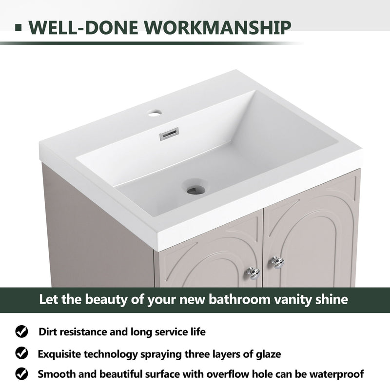 Contemporary Freestanding Bathroom Vanity With Resin Sink & Soft-Close Cabinet Doors