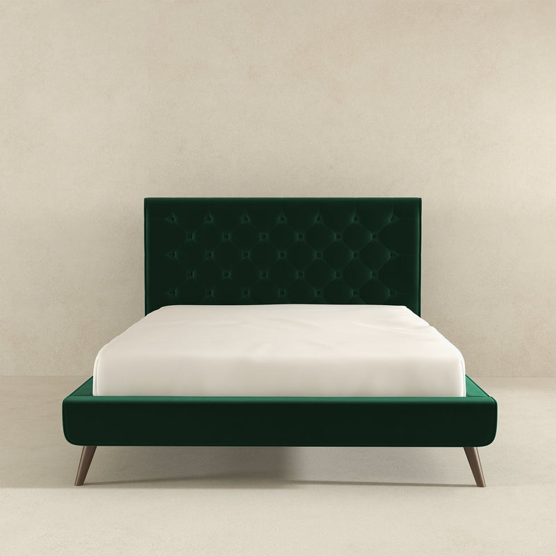 Dillon - Mid-Century Modern Velvet Platform Bed