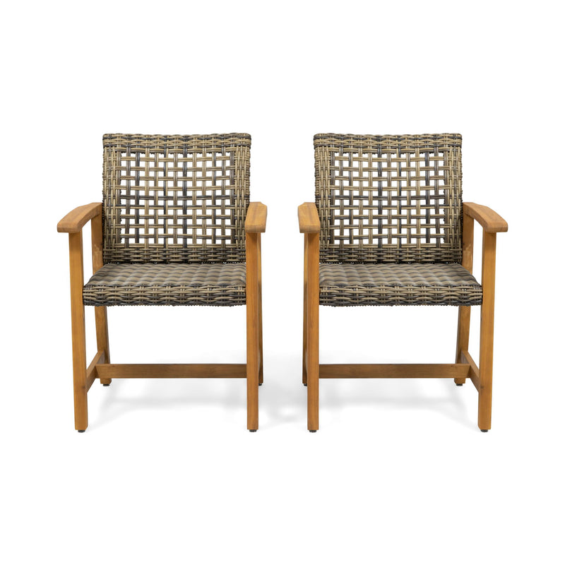 Outdoor Dining Chair Acacia Wood Frame (Set of 2)