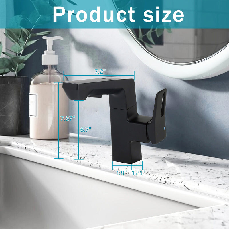 Modern Smart LED Bathroom Faucet With Temperature Digital Display And Pull Down Sprayer