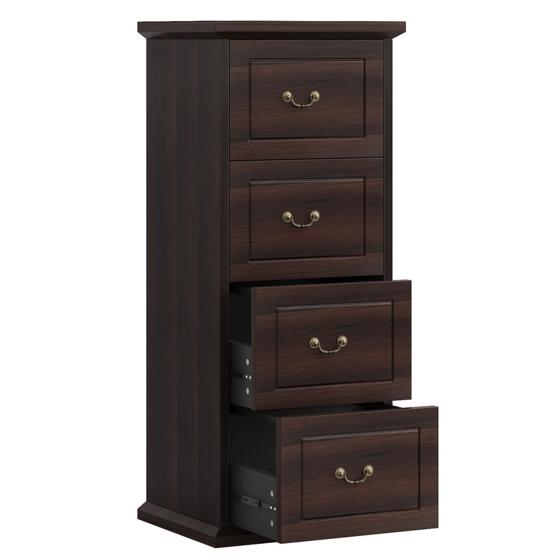 4 Drawer Vertical File Cabinet For A4 / Letter Files - Walnut