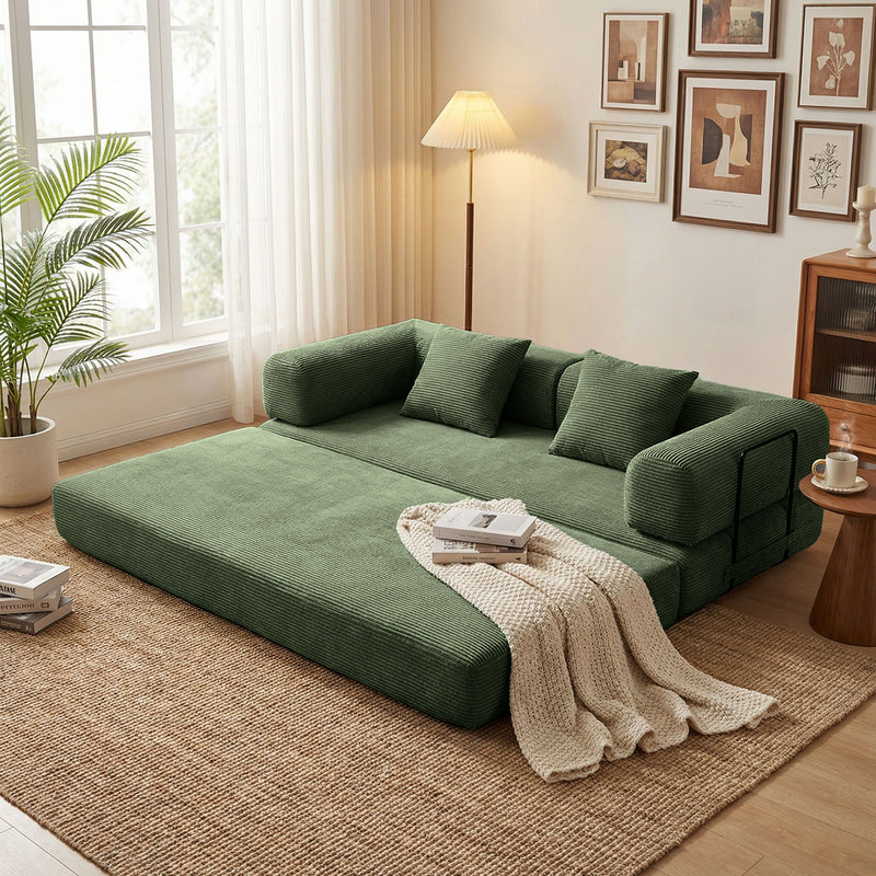 Convertible Sleeper Sofa Bed, 3 Seater Fold Out Couch With Mattress