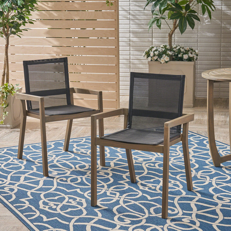 Belfast - Dining Chair With Acacia Wood Frame And Mesh Seating (Set of 2)