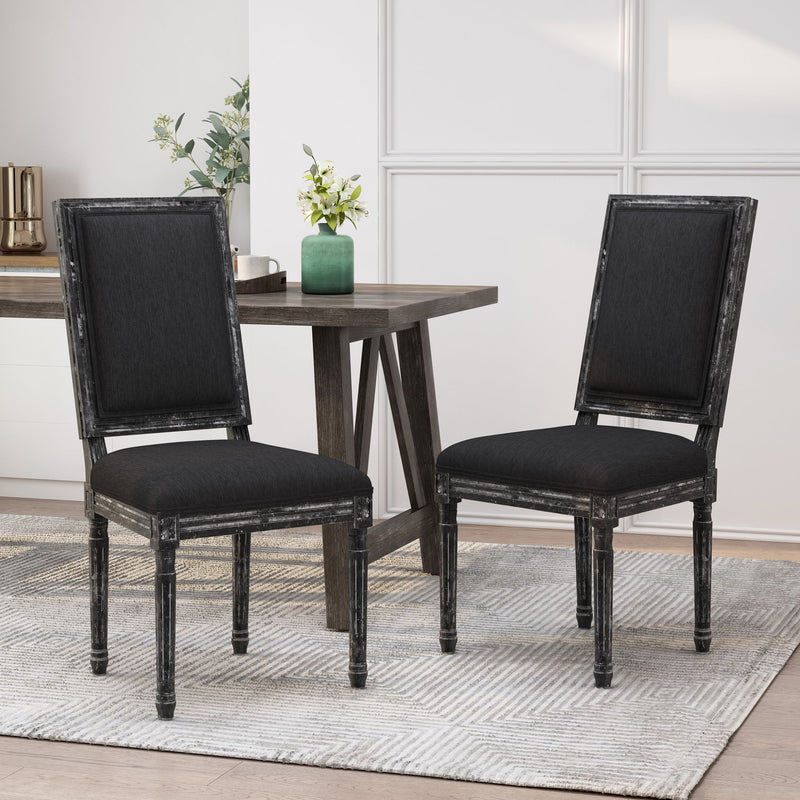 French Country Style Dining Chair With Upholstered Seating And Fluted Legs