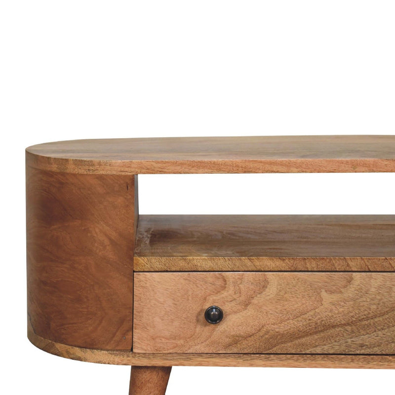 Modern Mini Rounded Entertainment Unit - Oak