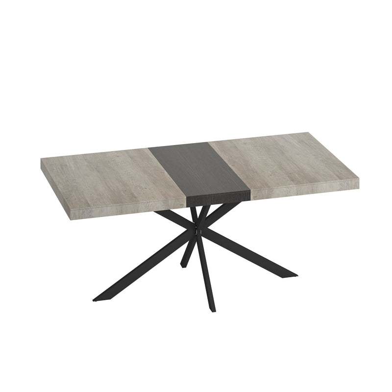 Retro Rectangular Stretch Dining Table With Embossed Center Plate