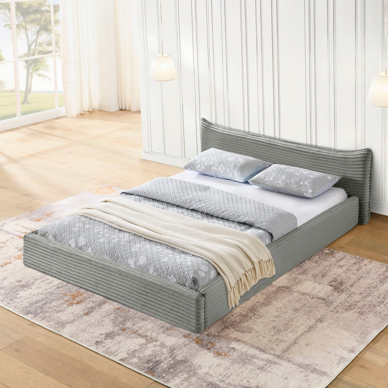 Modern Upholstered Bed Frame With Curved Headboard