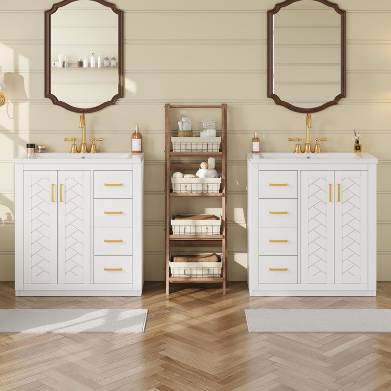 Bathroom Vanity Set With Sink, Storage Cabinet With Drawers & Soft Closing Doors