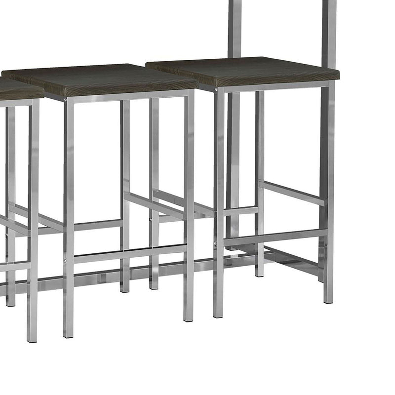 4 Piece Counter Table Set With Built In Power Outlet - Brown