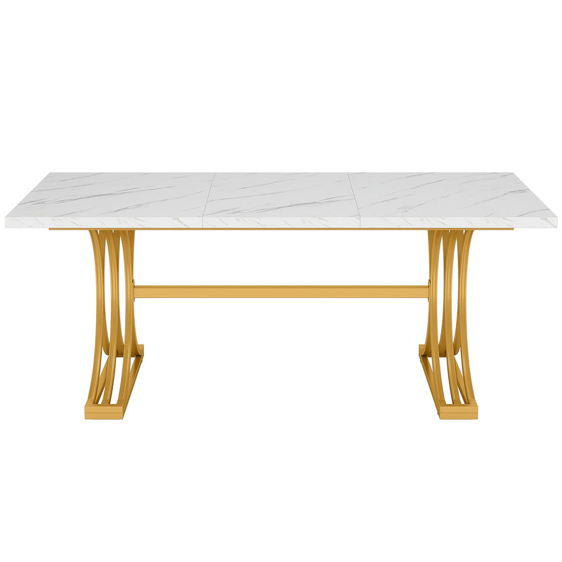 Executive Desk With X-Legs, Sturdy Office Workstation For Home Office - White / Gold