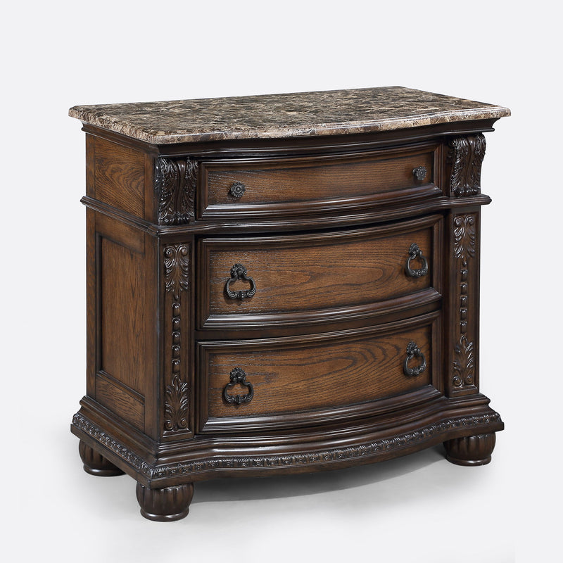 3 Drawers Nightstand - Brown / Cherry