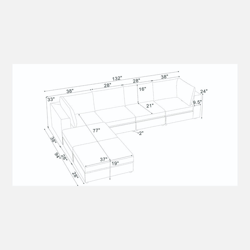 Modern Reversible Modular Sectional
