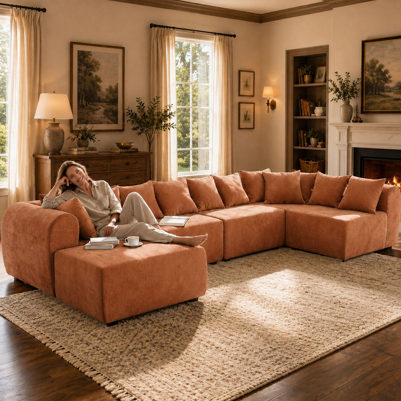 8 Seater U-Shaped Couch With Ottoman