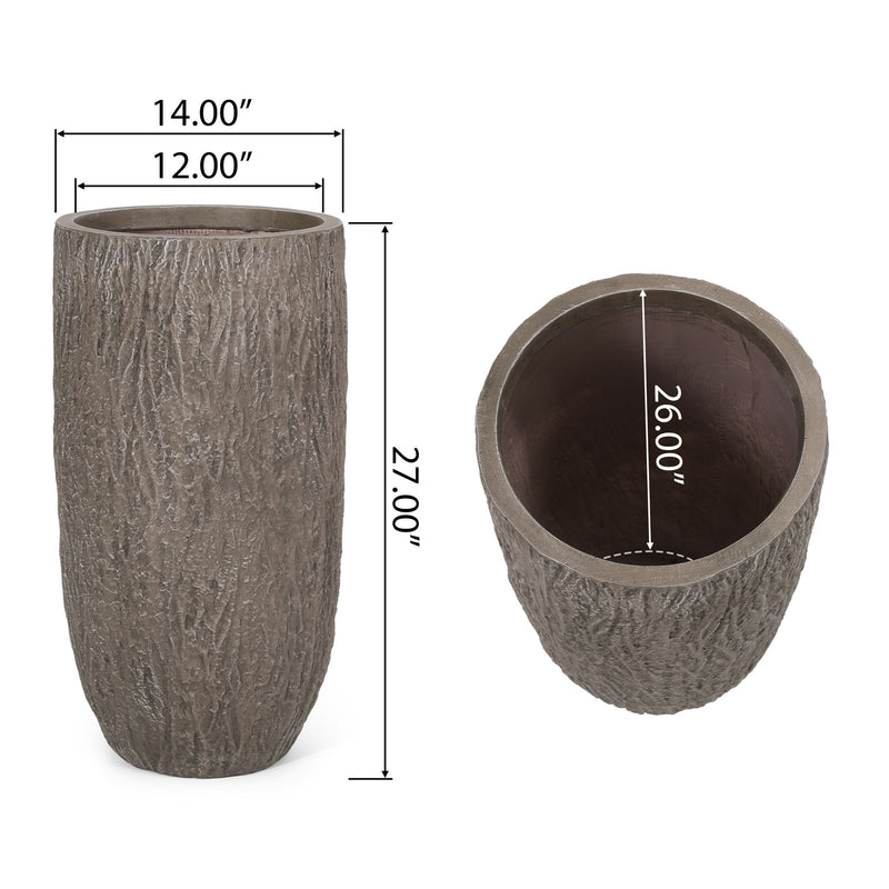 Magnesium Oxide Planter For Outdoor Use - Natural Wood