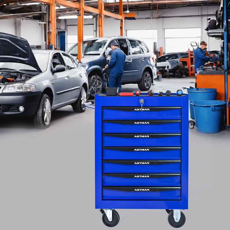 Rolling Metal Tool Chest With Drawers, Steel Storage Cabinet With Ball Bearing Slides