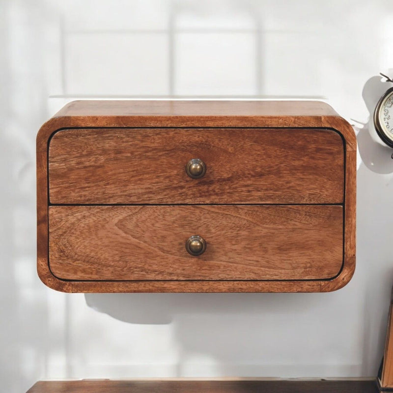 Curved Wall Mounted Bedside Nightstand