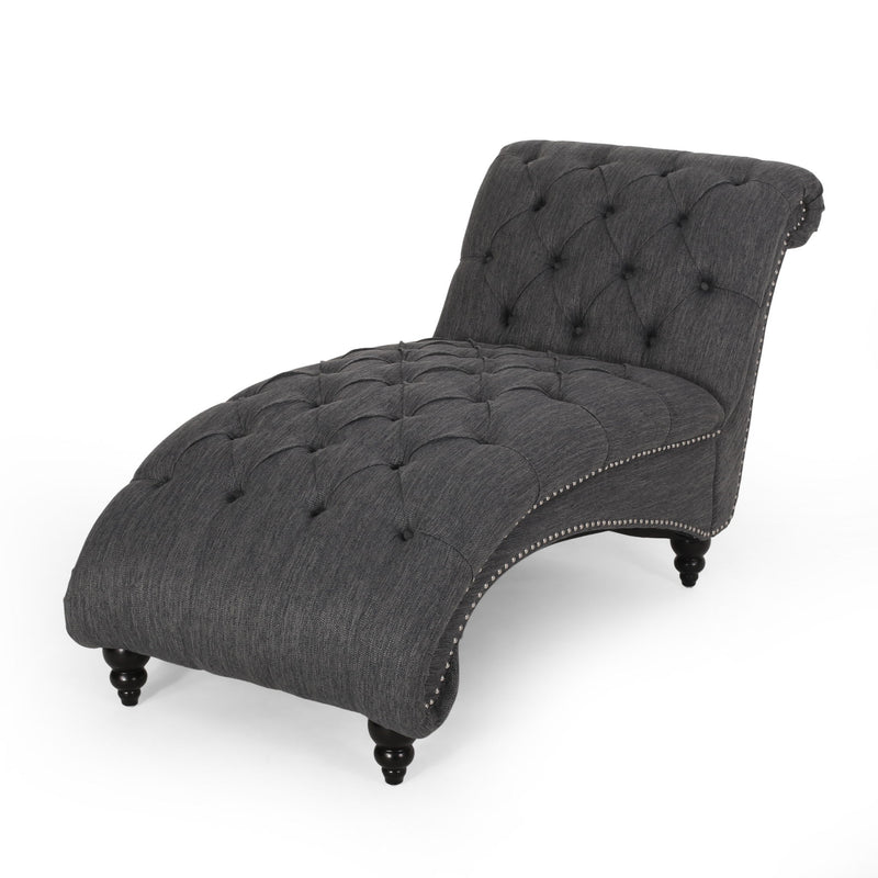 Chaise Lounge With Button Tufted Diamon Stitch