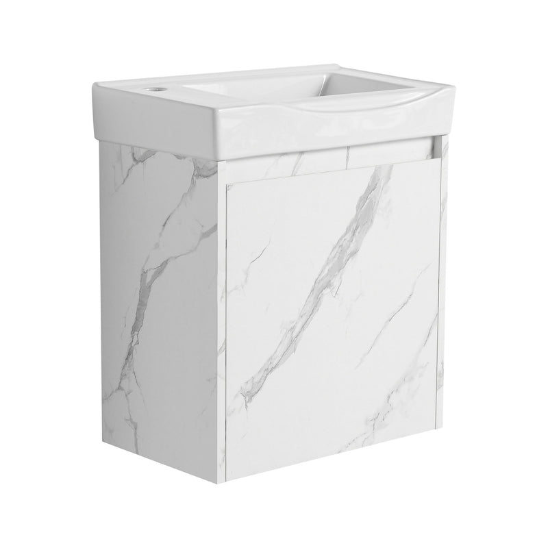 Modern Bathroom Vanity With Ceramic Basin, Wall Mounted Floating Sink Combo, Storage Cabinet