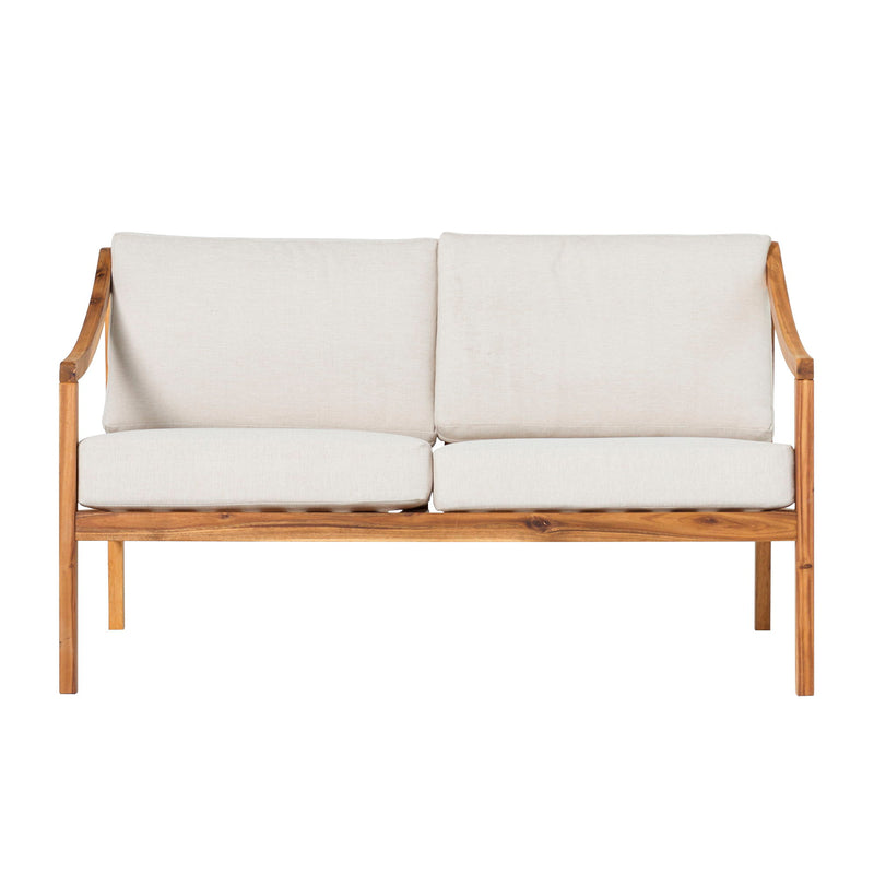 Modern Curved Arm Upholstered Outdoor Loveseat