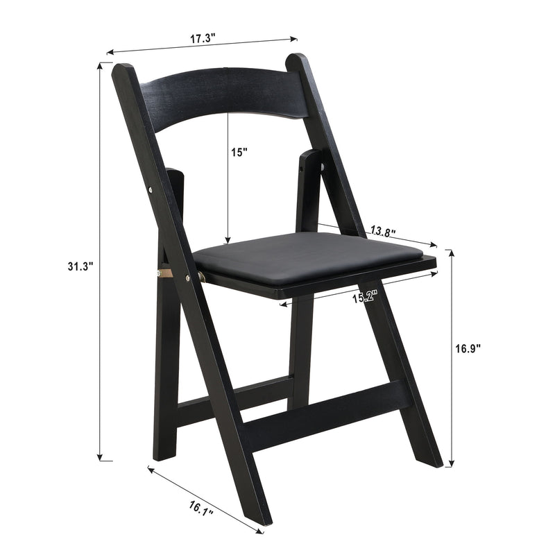 Solid Wood Upholstered Folding Chair Set, Dining Room (Set of 4)