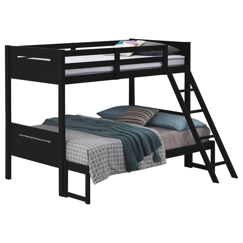 Bunk Bed With Built In Ladder, Safety Guardrails And Angled Access Step