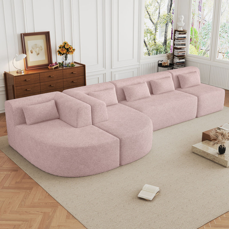 Upholstered Sofa Free Combined Sofa Couch With 2 Chaise Lounge And Five Back Pillows For Living Room