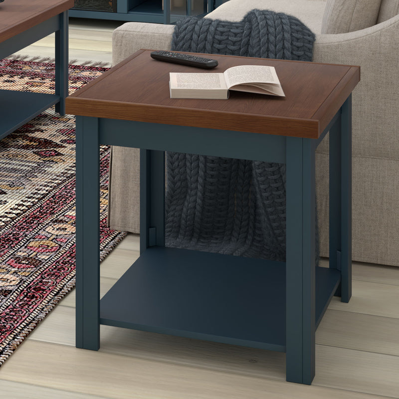 Side Table - Blue Denim / Whiskey