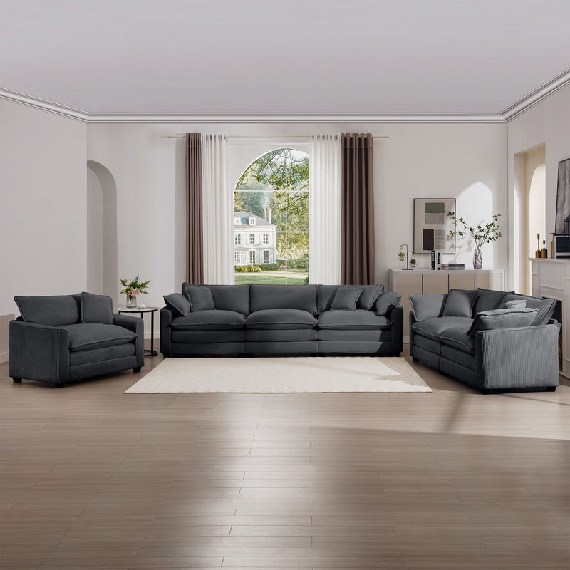 Elegant Corduroy Oversized Sectional Sofa Set With Deep Seats And Flexible Layout