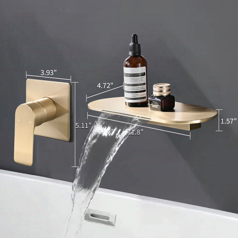 Modern Wall Mount Bathroom Sink Faucet With Waterfall Spout