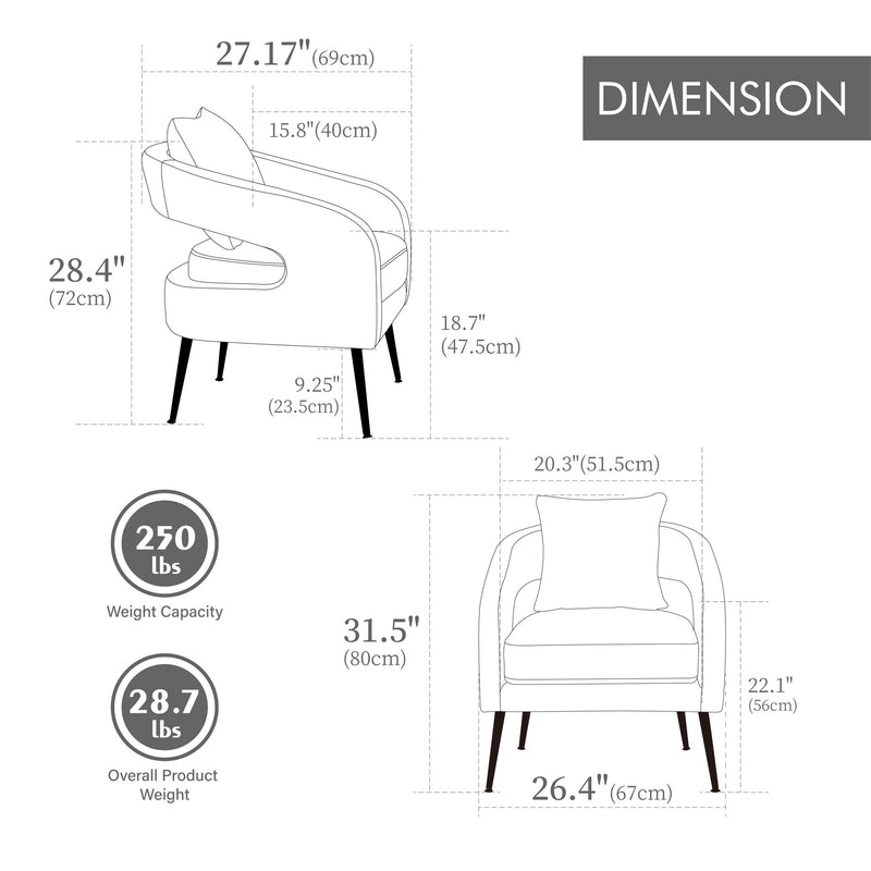 3 Piece Living Room Set, Loveseat & 2 Accent Chairs