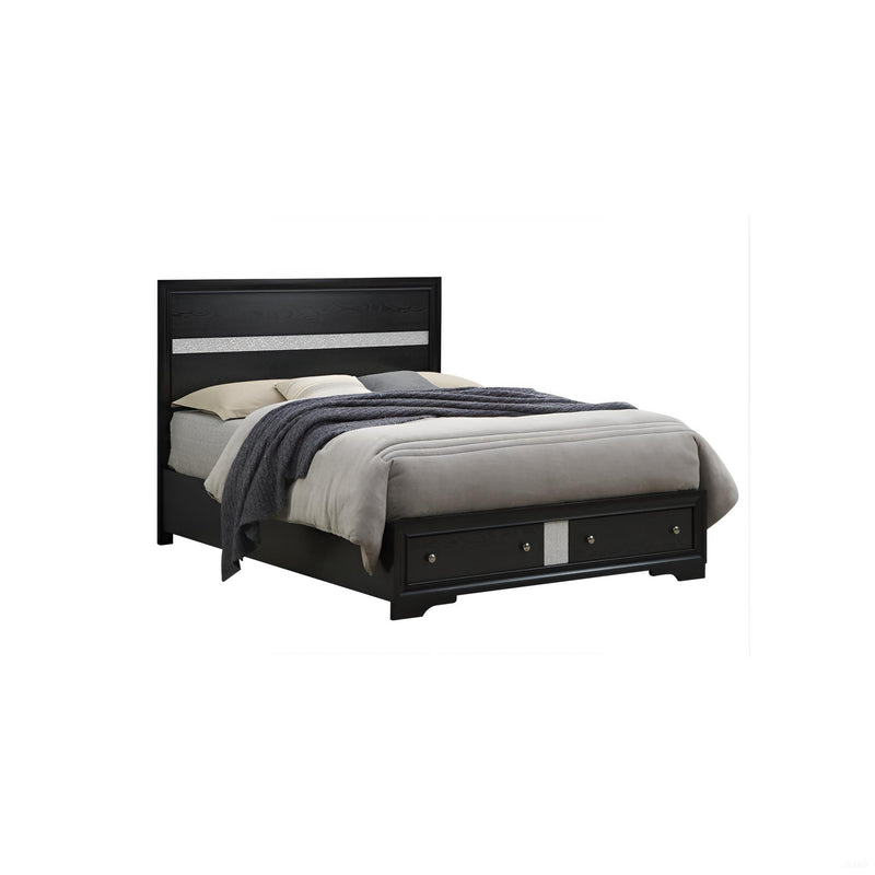 Madrid - Queen Bed With Storage Drawers And Nickel Handles - Black