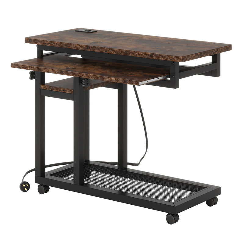 Adjustable Portable C-Shaped Desk With Power Outlet & USB Ports
