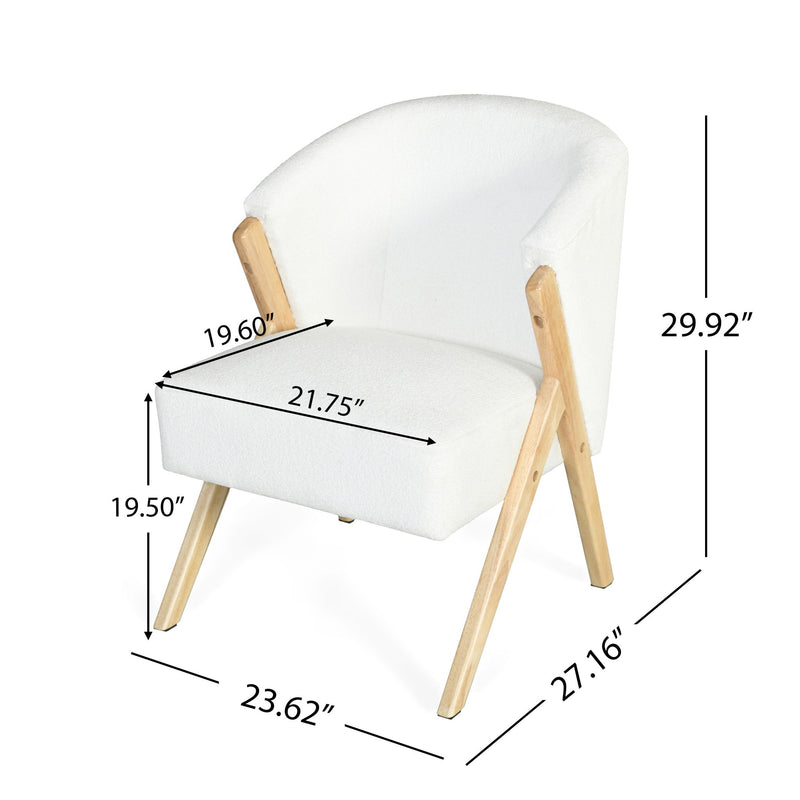 Modern Accent Chair With Polyester Upholstery And Minimalist Lounge Chair For Living Room, Bedroom, Or Office - White