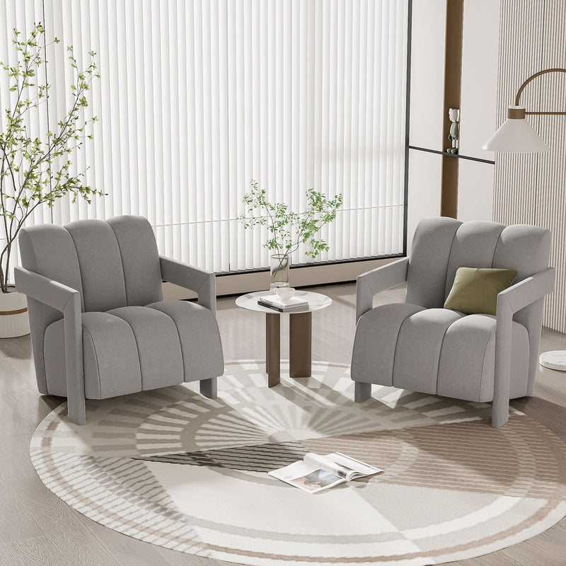 Modern Minimalist Leisure Armchair With L Shaped Armrests