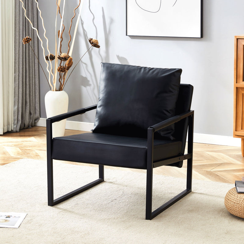 Classic Leather And Metal Frame Sofa, Ergonomically Designed, A Perfect Blend Of Modern And Industrial Styles