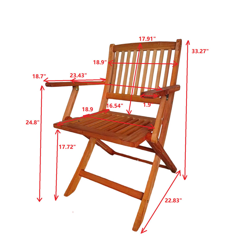 Foldable Patio Dining Set, Folding Chairs, Indoor And Outdoor Universal (Set of 4) - Teak