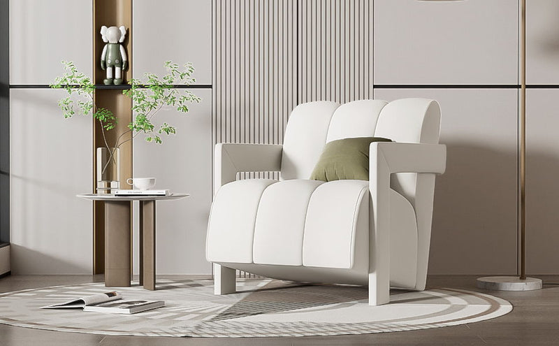 Modern Minimalist Leisure Armchair With L Shaped Armrests