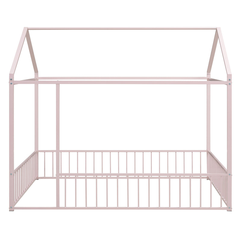 Metal Bed House Bed Frame With Fence