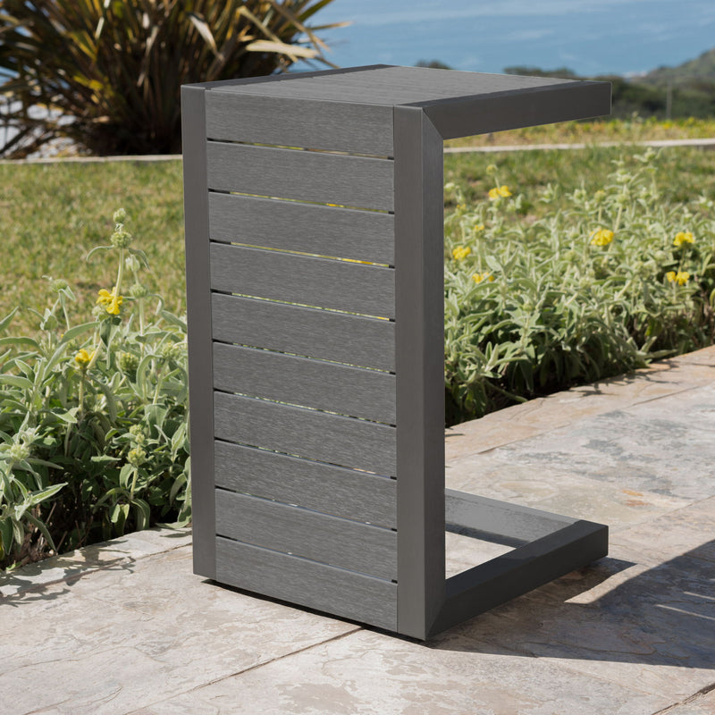 Aluminum Outdoor C - Shaped Side Table For Patio