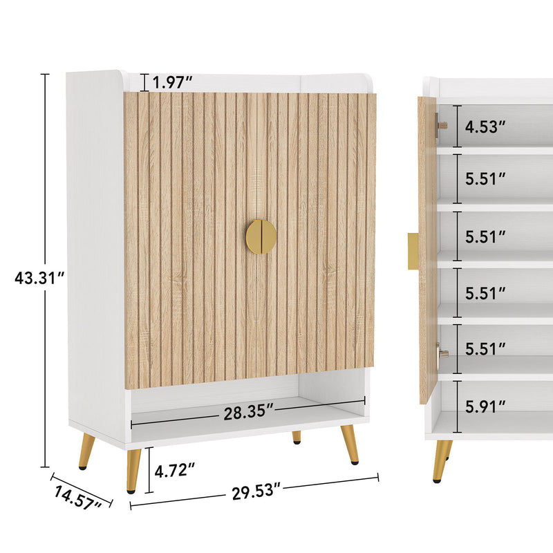 Shoe Cabinet With Doors, 7 Tier Storage Organizer