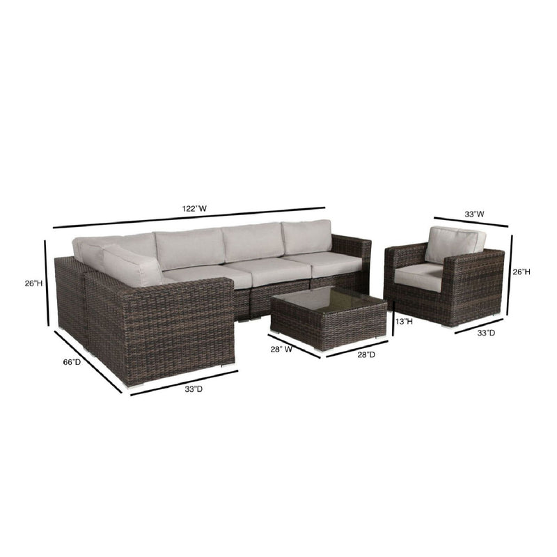 Wicker Seating Group Set With Table And Cushions
