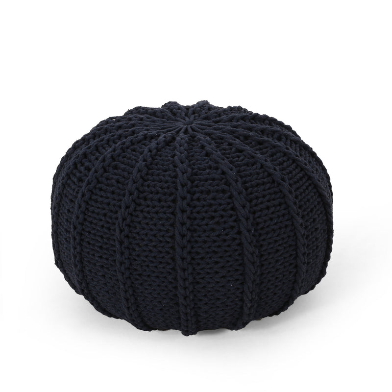 Bordeaux - Knitted Cotton Round Pouf Ottoman And Floor Cushion