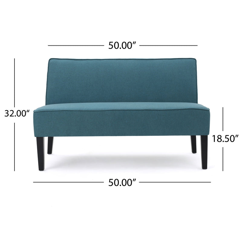 Contemporary Loveseat With Upholstered Fabric And Birch Wood Legs