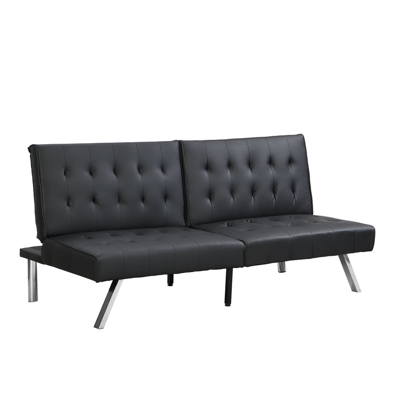 Contemporary Wood Frame Sofa Bed With Stainless Legs - Black