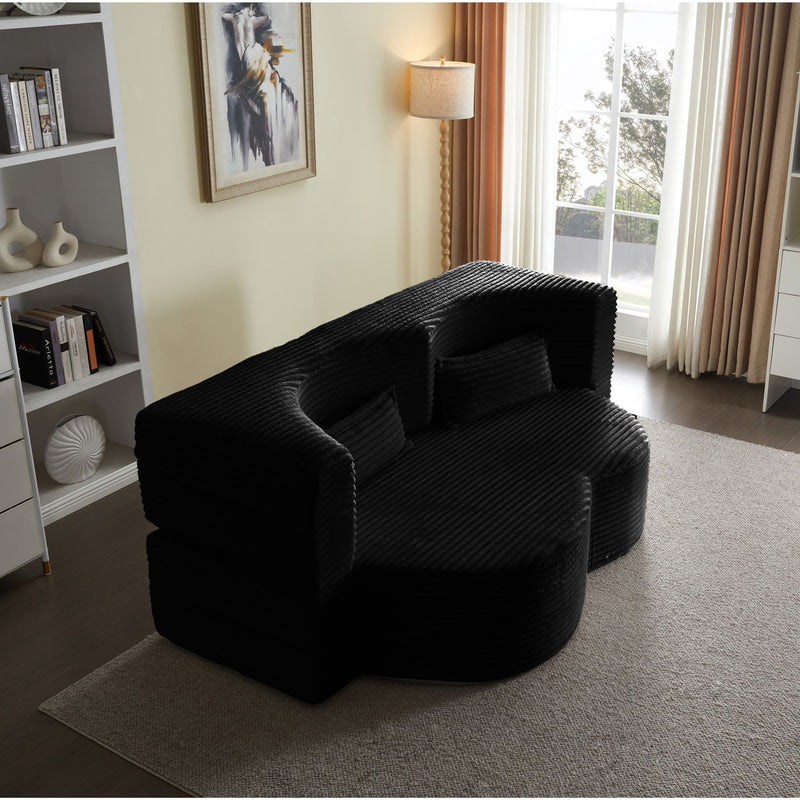 Floor Convertible Sleeper Sofa Bed With 2 Pillows