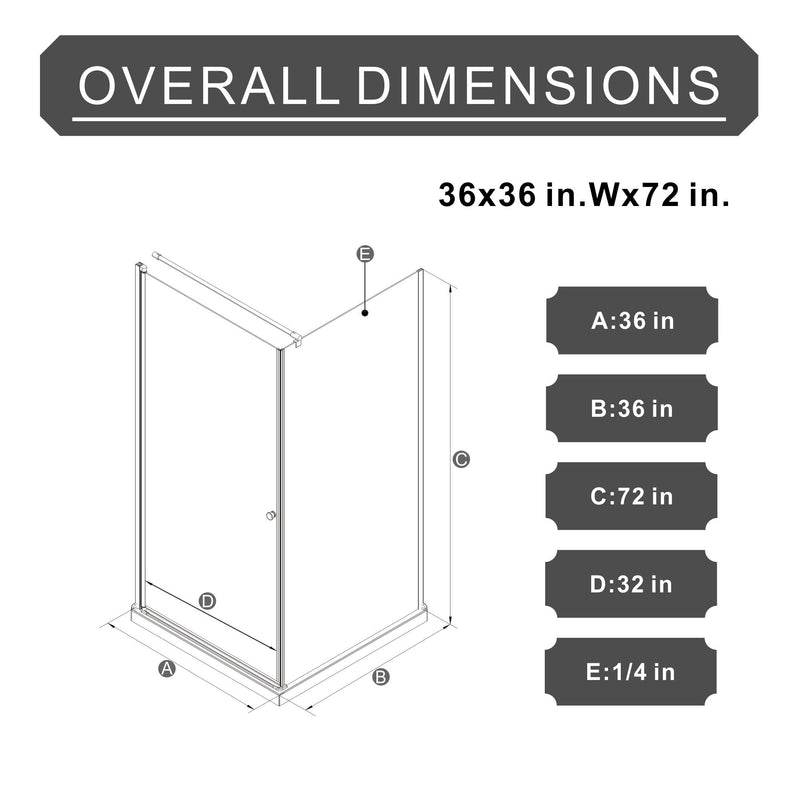 Goodyo - Frameless Corner Shower Door - Matte Black