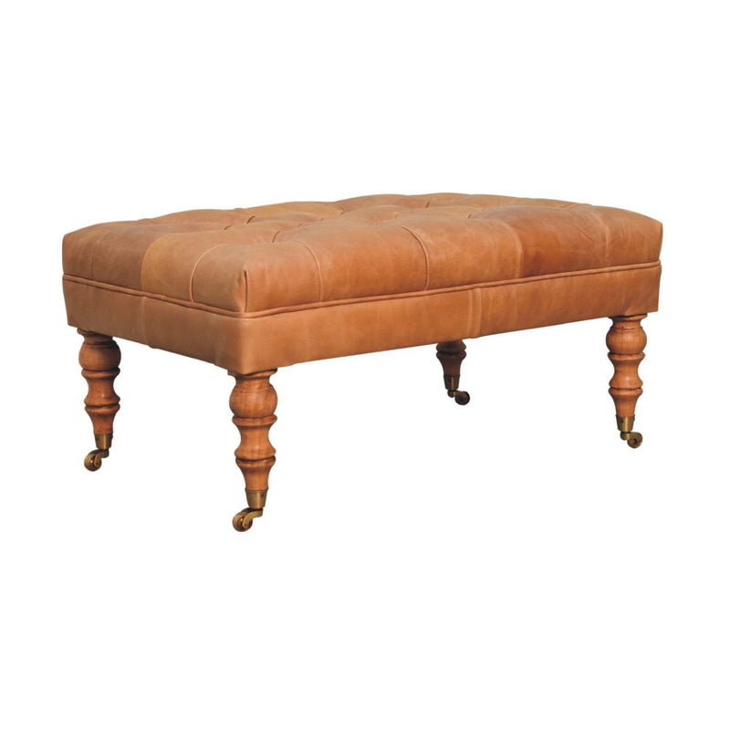 Buffalo - Leather Ottoman With Castor Legs